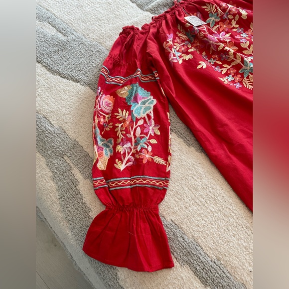 Free People embroidered Fleur Du Jour Mini Dress in Red - Picture 7 of 7